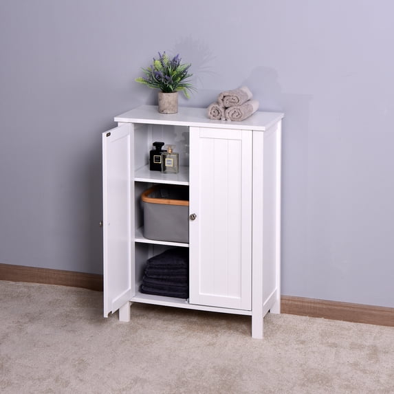 CoSoTower Bathroom Floor Storage Cabinet with Double Door Adjustable Shelf