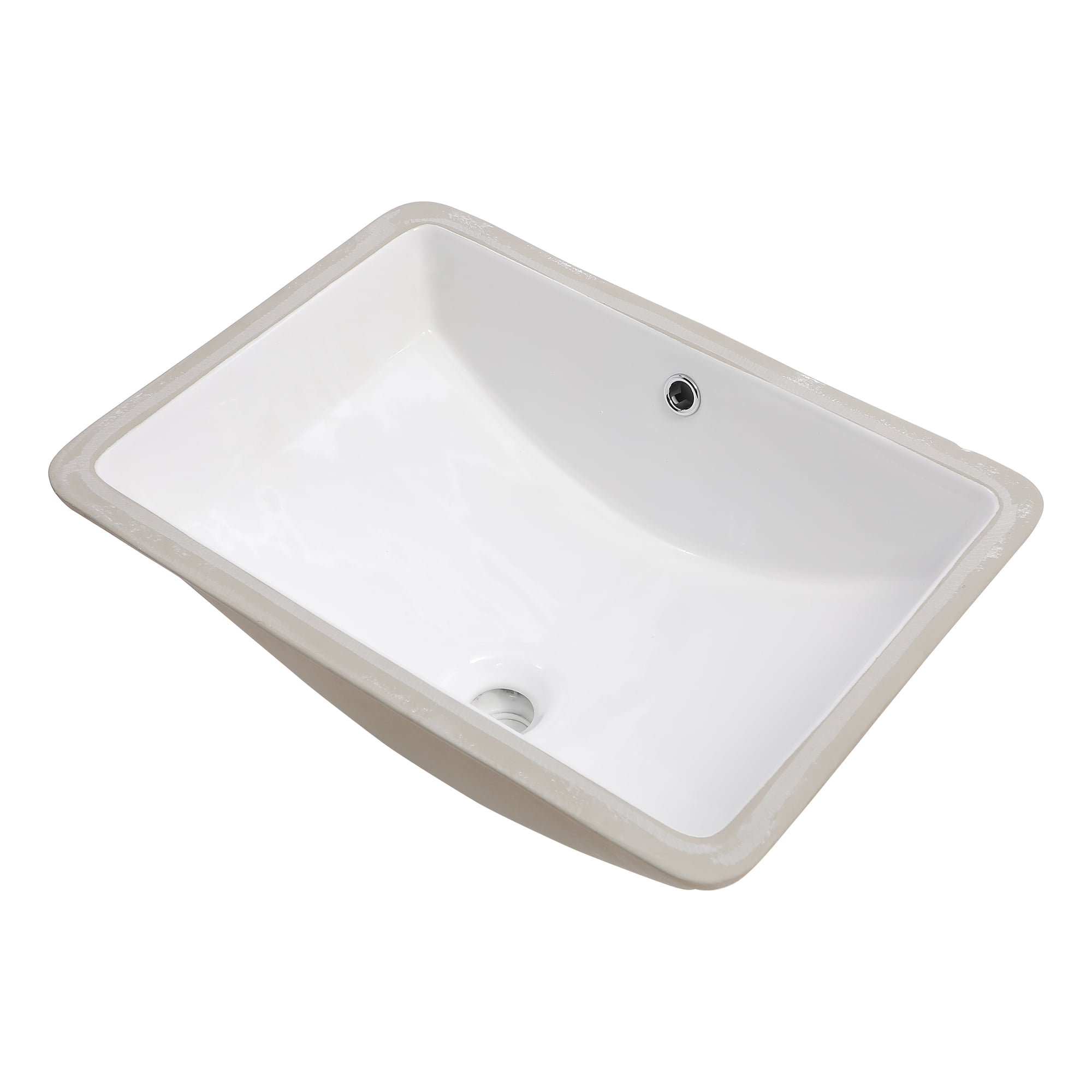 CoSoTower Bathroom Sink Rectangle Deep Bowl Pure White Porcelain Ceramic Lavatory Vanity Sink Basin with Overflow