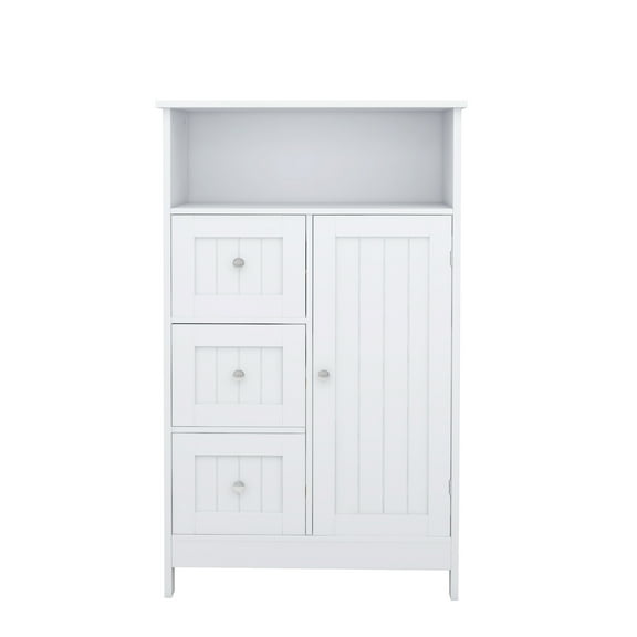 CoSoTower Bathroom standing storage cabinet with 3 drawers and 1 door-White