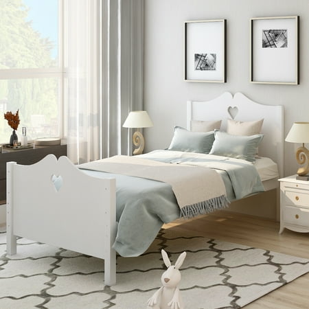 CoSoTower Bed Frame Twin Platform Bed With Wood Slat Support And Headboard And Footboard, White