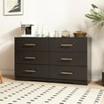 thumbnail image 1 of CoSoTower Black Color Large 6 Drawers Chest of Drawer Dressers Table with Golden Handle, 1 of 6