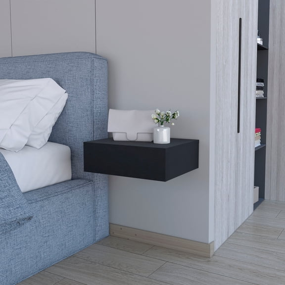 CoSoTower Black Wall-Mounted Floating Nightstand