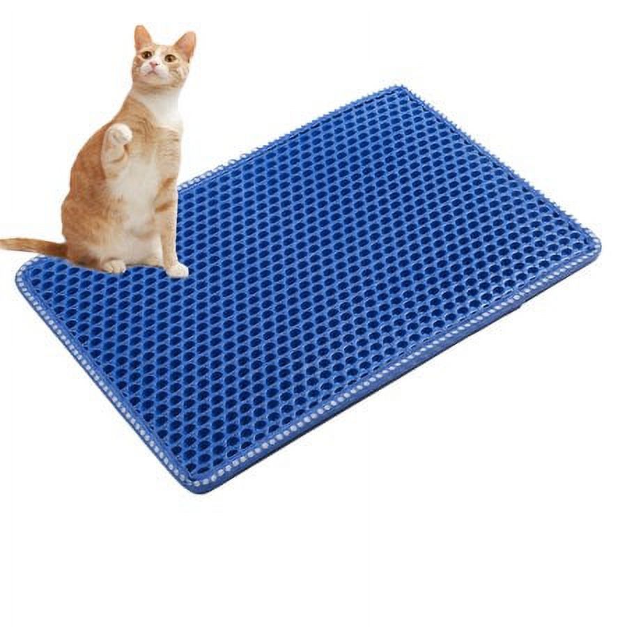 Downtown Pet Supply Cat Litter Mat, Non Slip Litter Box Mat Blue