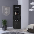 thumbnail image 1 of CoSoTower Corner Bar Cabinet, Double Door Cabinet, Glass Rack, Eight Built-In Wine Rack, Black, 1 of 7