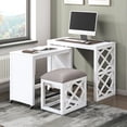 thumbnail image 1 of CoSoTower Desks and Stool Set 3Pc White Finish Rolling Desk with Casters, 2 Charging Ports Home Office Furniture, 1 of 9