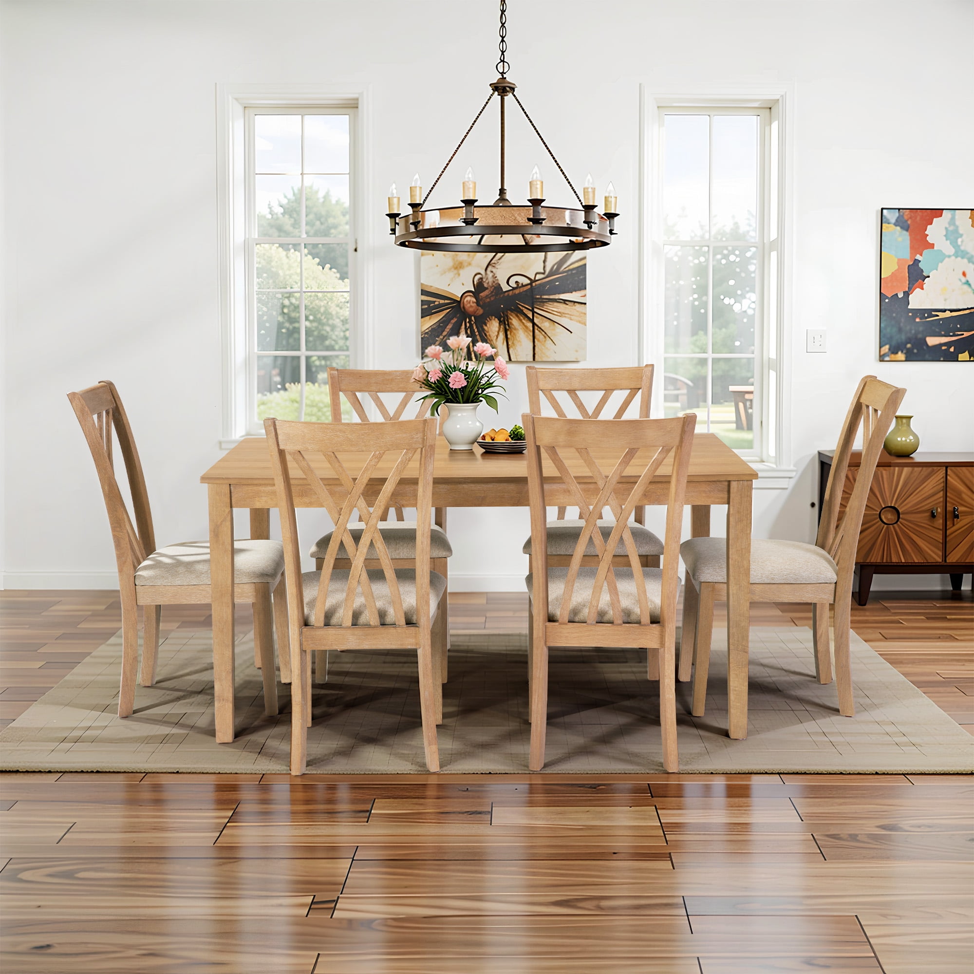 CoSoTower Dining Table Set with 6 Chairs, Modern Dining Table and ...