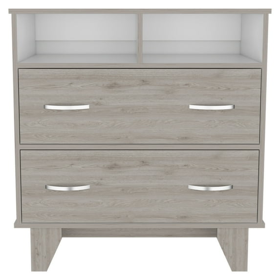 CoSoTower Double Drawer Dresser Arabi, Bedroom, Light Gray / White