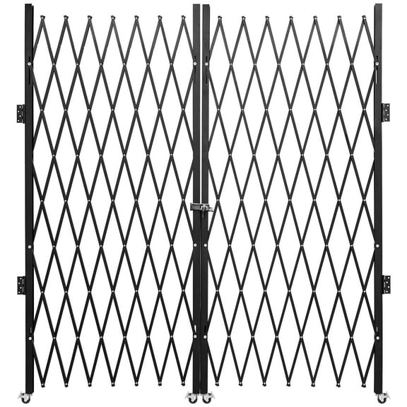 CoSoTower Double Folding Security Gate, 7.1' H X 12.5' W Folding Door Gate, Steel Accordion Security Gate, Flexible Expanding Security Gate, 360 Rolling Barricade Gate, Scissor Gate Or Door with Keys