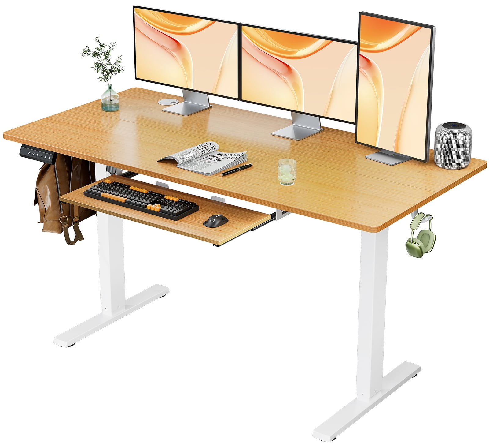 CoSoTower Electric Standing Desk with Keyboard Tray Large Ergonomic