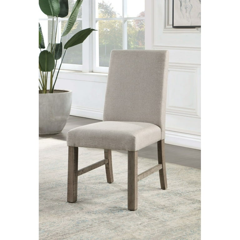 CoSoTower Elegant Rustic Gray Finish Solid Wood Kitchen Set of 2Pcs Dining Chairs Upholstered Seats Chairs W Stretchers Dining Room Furniture