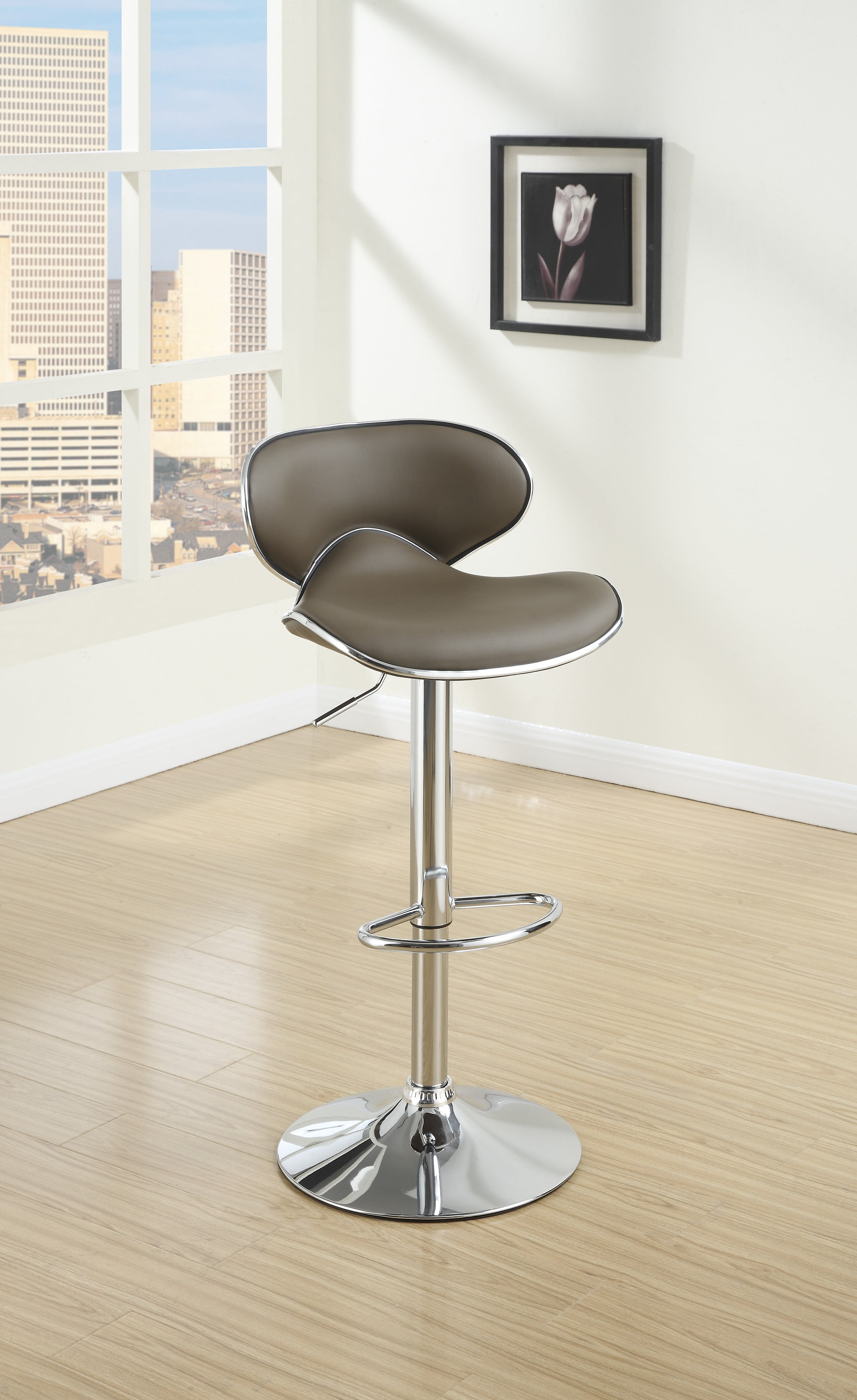 CoSoTower Espresso Faux Leather Pvc Bar Stool Counter Height Chairs Set of 2 Adjustable Height Kitchen Island Stools Walmart