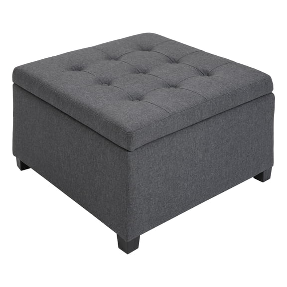 CoSoTower Fabric Tufted Storage Ottoman with Flip Top Seat Lid, Metal Hinge and Stable Eucalyptus Wood Frame for Living Room, Entryway, or Bedroom, Grey