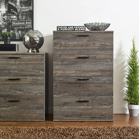 CoSoTower Farmhouse Four-Drawer Jumbo Chest in Rustic Gray