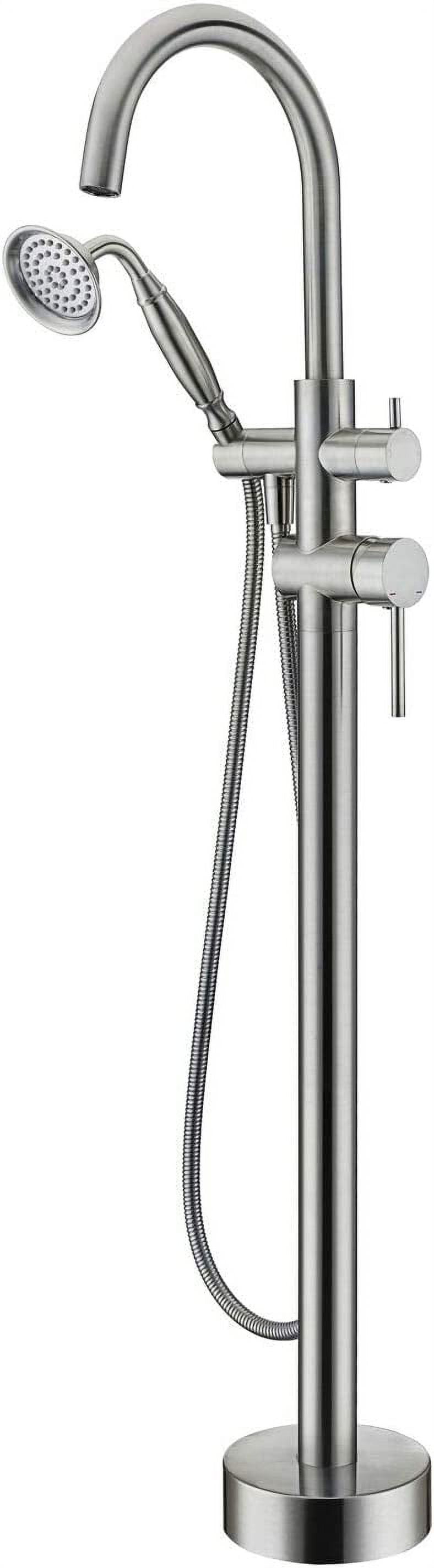 CoSoTower Freestanding Tub Filler Bathtub Faucet Brushed Nickel With Hand Held Shower Floor-Mount