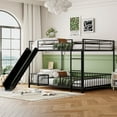 thumbnail image 1 of CoSoTower Full Over Full Size Metal Bunk Bed with Slide and Guardrails, Black, 1 of 9