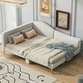thumbnail image 1 of CoSoTower Full Size Upholstered Daybed with Headboard and Armrest, Support Legs, Beige, 1 of 9