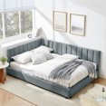 thumbnail image 1 of CoSoTower Full Size Upholstered Tufted Bed Frame, Sofa Bed Frame with Comfortable Backrest and Armrests, Full Size Bed for Bedroom, Living Room,Velvet-Gray, 81''*60''*29.5'', 1 of 9