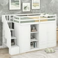 thumbnail image 1 of CoSoTower Functional Loft Bed with 3 Shelves, 2 Wardrobes and 2 Drawers, Ladder with Storage, No Box Spring Needed, White, 1 of 9