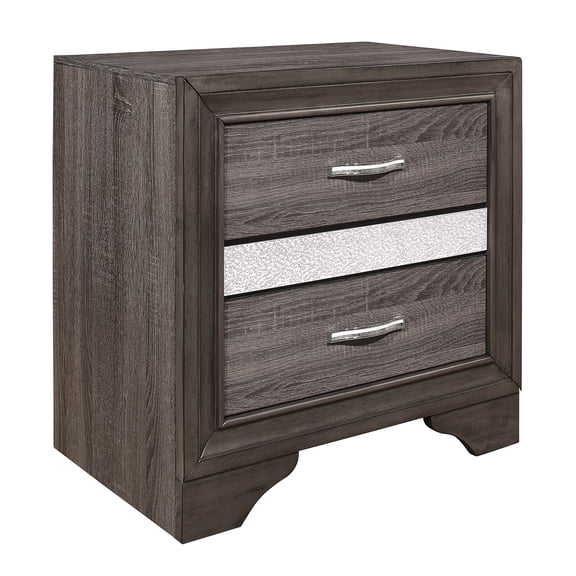 CoSoTower Glamorous Two-Tone Finish Nightstand Hidden Jewelry Drawer Polish Chrome Bar Bedroom Furniture