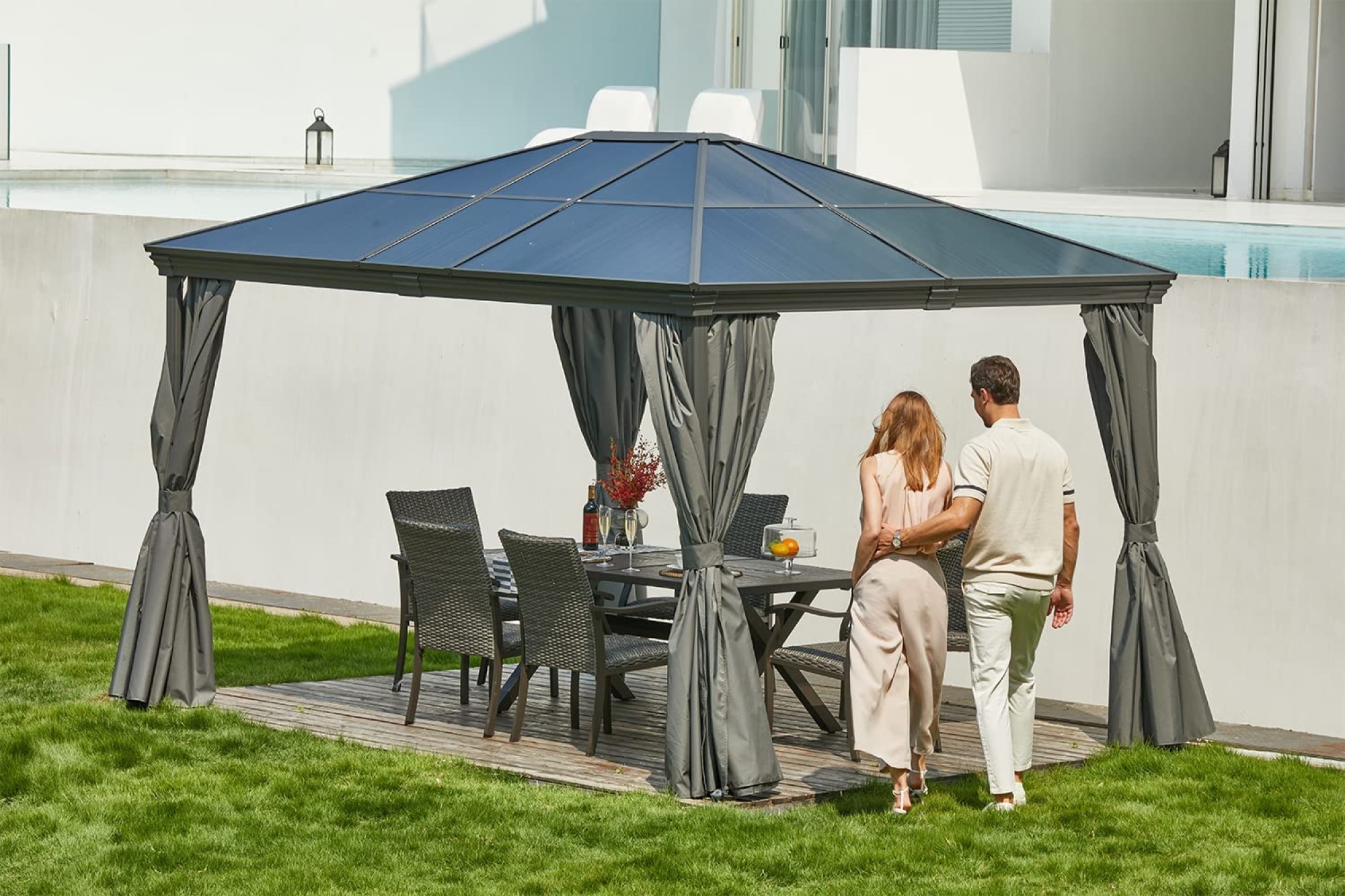 CoSoTower Hardtop Gazebo with Privacy Curtains,10x12 ft Outdoor Canopy