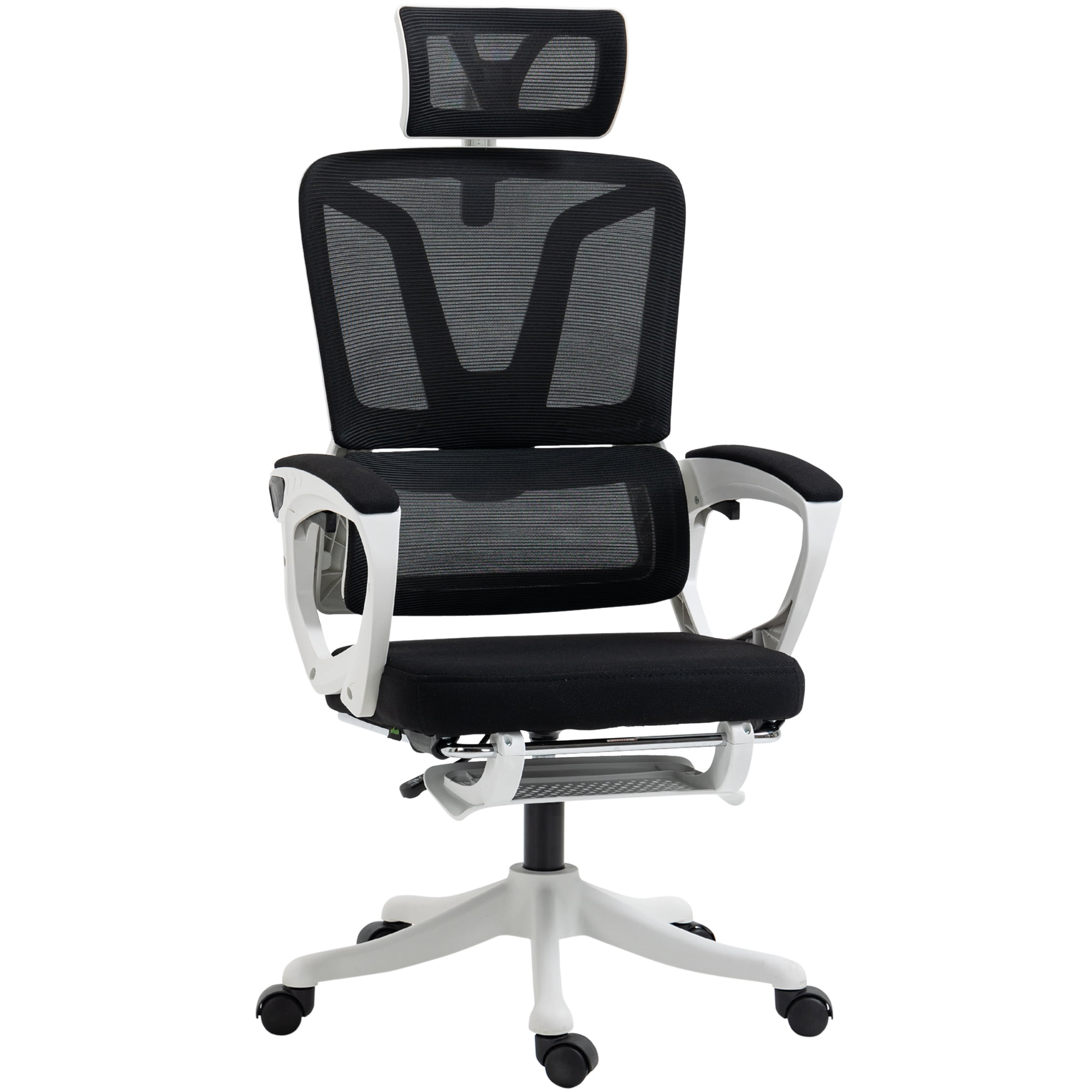 CoSoTower High Back Home Office Chair, Fabric Computer Desk Chair with Adjustable Headrest, Lumbar Support, Armrest, Foot Rest, Reclining Back, Black