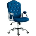 thumbnail image 1 of CoSoTower Home Office Chair, Velvet Computer Chair, Button Tufted Desk Chair with Swivel Wheels, Adjustable Height, and Tilt Function, Blue, 1 of 9