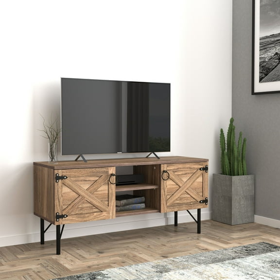 CoSoTower Loft Wood 2 Cupboards Vintage TV Stand