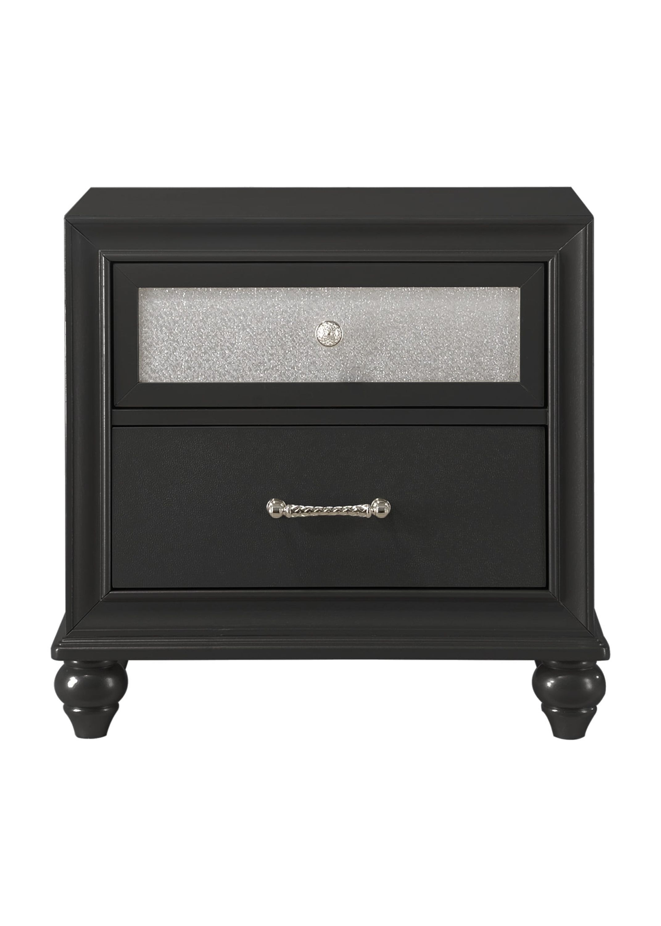 Black 1-Drawer Bedroom Nightstand Contemporary End Table main image 0