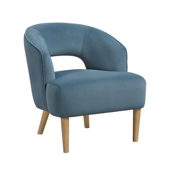 CoSoTower Luxury Home Unique Style Accent Chair Blue Velvet Plush Seat Solid Wood Legs Contemporary Living Room Furniture 1Pc