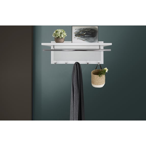CoSoTower Metal Powder Coating Hook Wall Mounted with Shelf in White