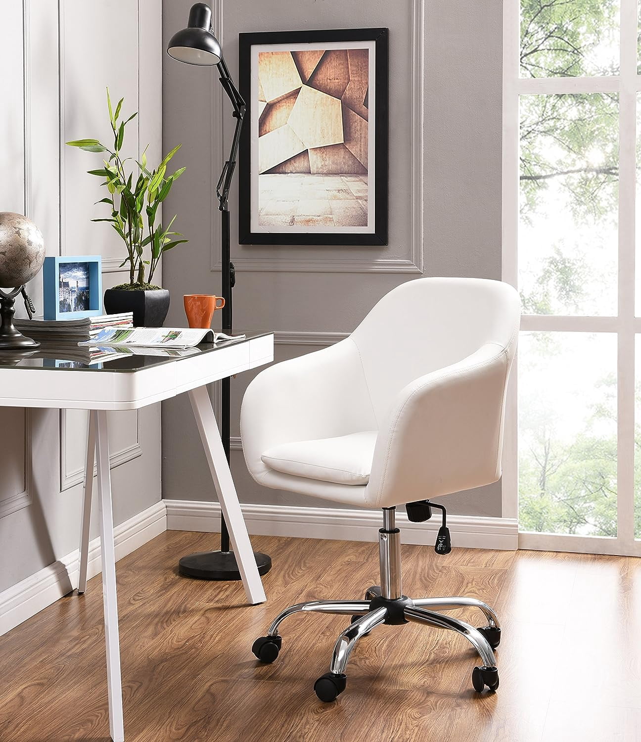 CoSoTower Mid Back Computer Table Desk Chair Swivel Height Adjustable ...