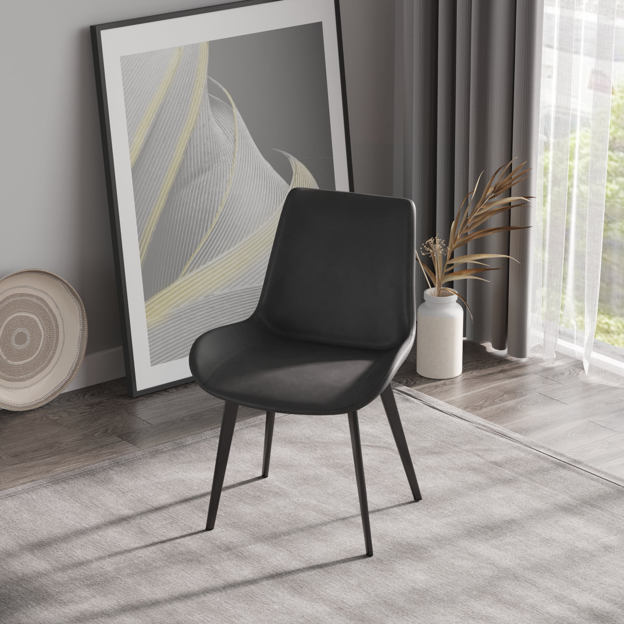 CoSoTower Modern Dining Chair Living Room Black Metal Leg Dining Chair ...