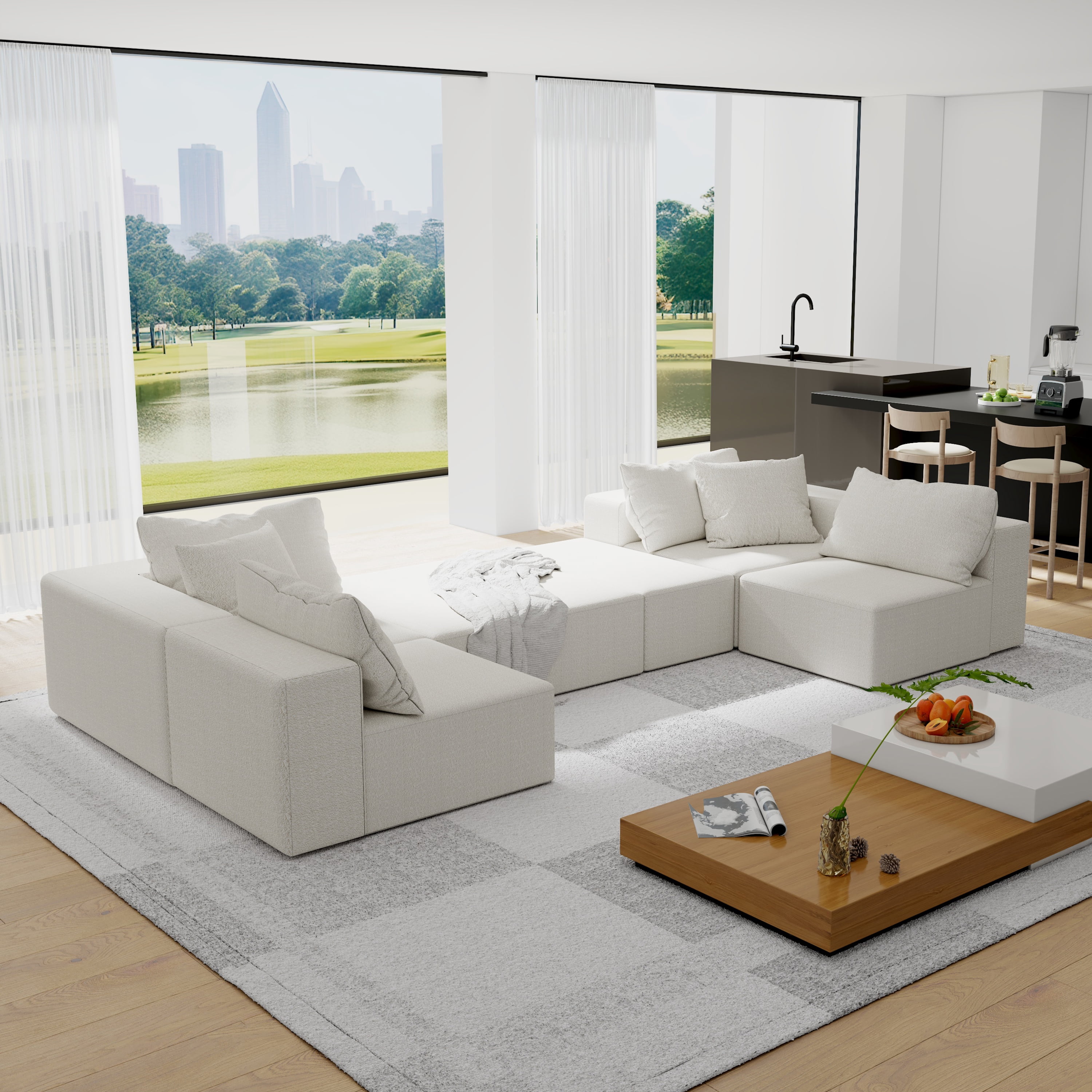 CoSoTower Modern Upholstered Sectional Sofa Couch Set,Modular 132" L ...