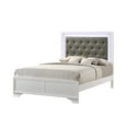 thumbnail image 1 of CoSoTower Modern White Crocodile Skin Finish Upholstered 1Pc Queen Size Led Panel Bed Faux Diamond Tufted Bedroom Furniture, 1 of 5