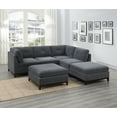 thumbnail image 1 of CoSoTower Modular Sectional 6Pc Set Living Room Furniture Corner L-Sectional Couch 2X Corner Wedge 2X Armless Chairs and 2X Ottomans Tufted Back Exposed Wooden Base, 1 of 9