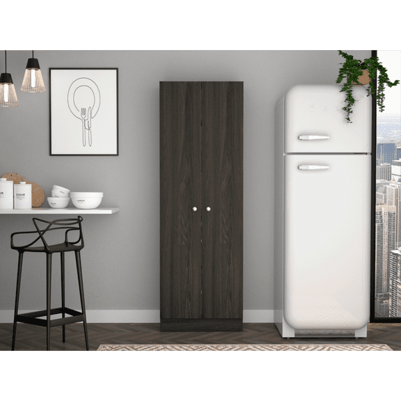 CoSoTower Multistorage Cabinet 71" H, Two Doors, Five Internal Shelves, Carbon Espresso / Black
