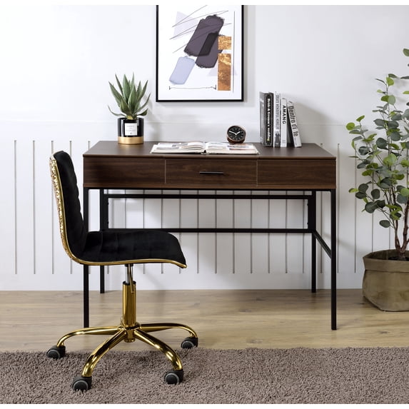 CoSoTower Oak & Black Finish Writing Desk W/Usb