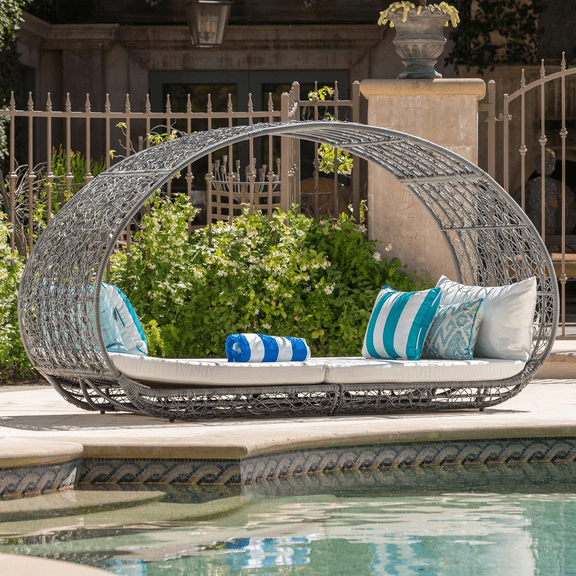 CoSoTower Outdoor Wicker Overhead Canopy Daybed Water Resistant Cushion