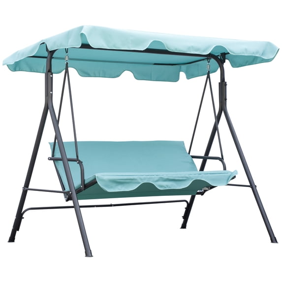 CoSoTower Patio Porch Swing Chair with Adjustable Canopy, Seats 3 Adults, Steel Frame, Armrests, Green
