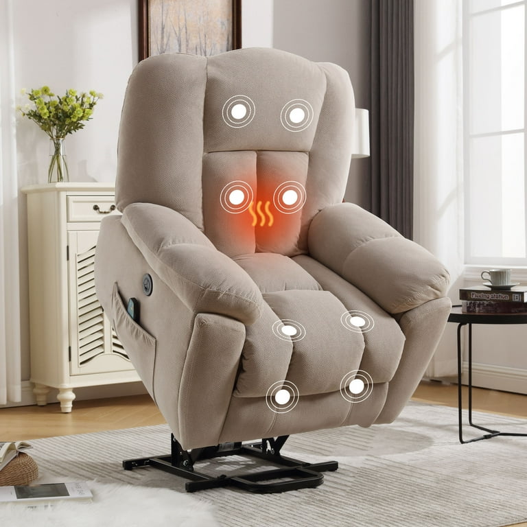 CoSoTower Power Lift Recliner Chair Recliners for Elderly with Heat and Massage Recliner Chair for Living Room with Infinite Position and Side Pocket Usb Charge Port Beige Walmart