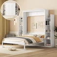 thumbnail image 1 of CoSoTower Queen Size Murphy Bed Wall Bed with Shelves and LED Lights,White, 1 of 9