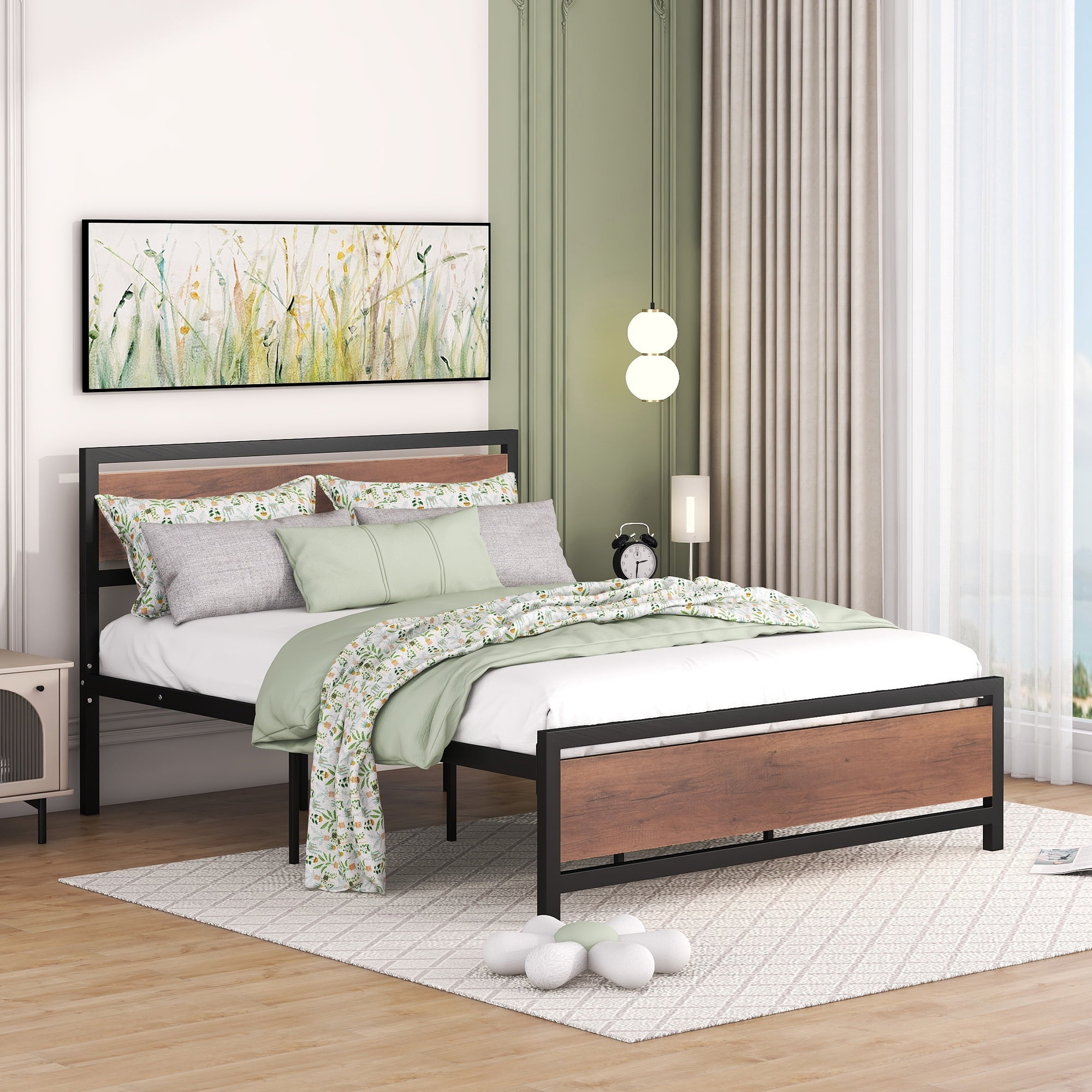 CoSoTower Queen Size Platform Bed, Metal and Wood Bed Frame with ...