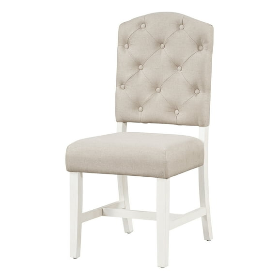 CoSoTower Retro Style Dining Chair Set with 4 Upholstered Chairs for Dining Room and Living Room (Oak Natural Wood + Off White)