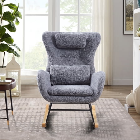 CoSoTower Rocking Chair Nursery, Modern Rocking Chair with High Backrest