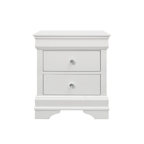 CoSoTower Shaker Crocodile Metallic White Nightstand