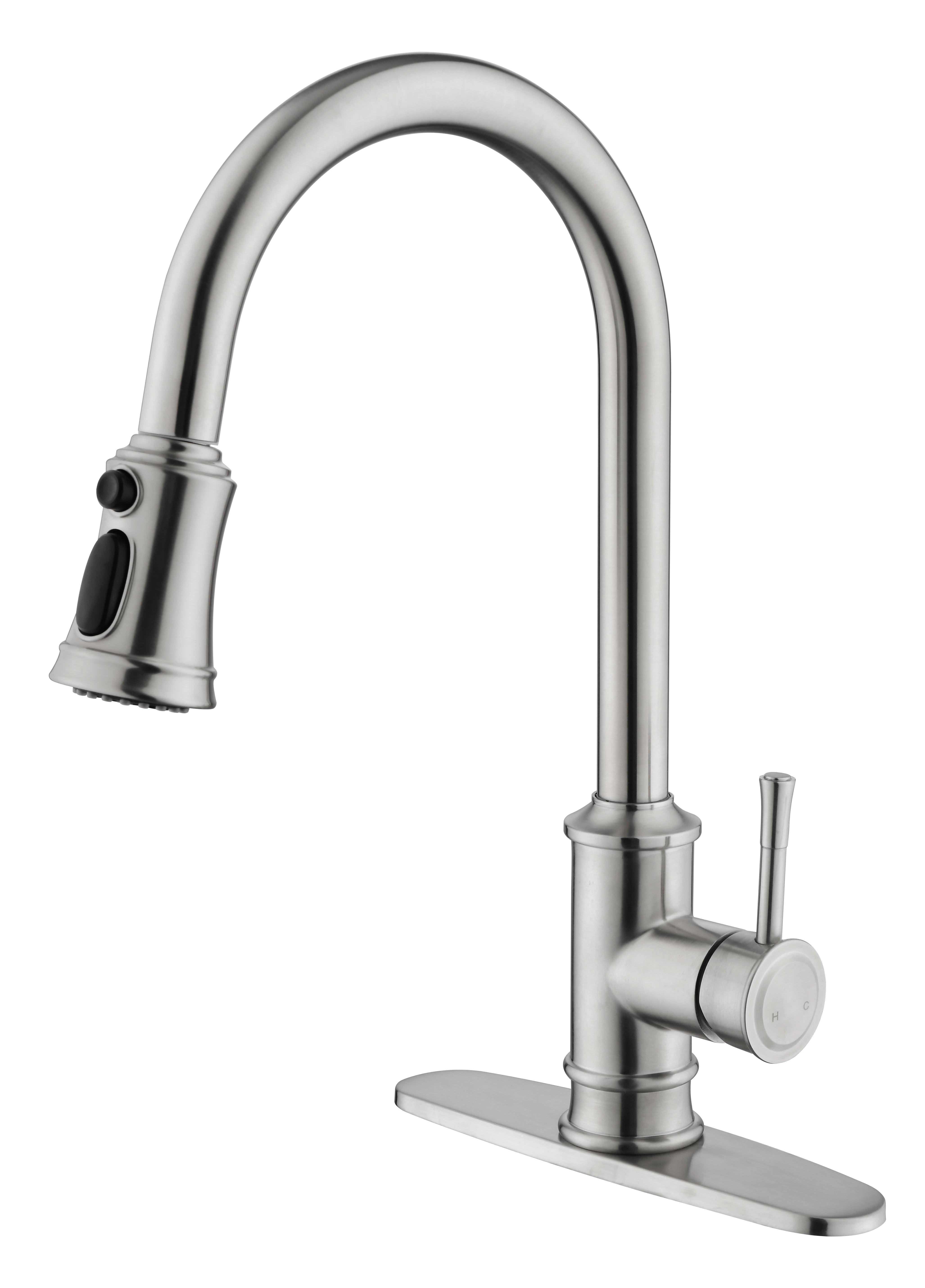 Brushed Nickel High Arc Single Handle Pull Out Kitchen Faucet
