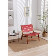 CoSoTower Solid Wood Frame Chair With White Faux Wool. Modern Accent Chair Lounge Chair for Living Room