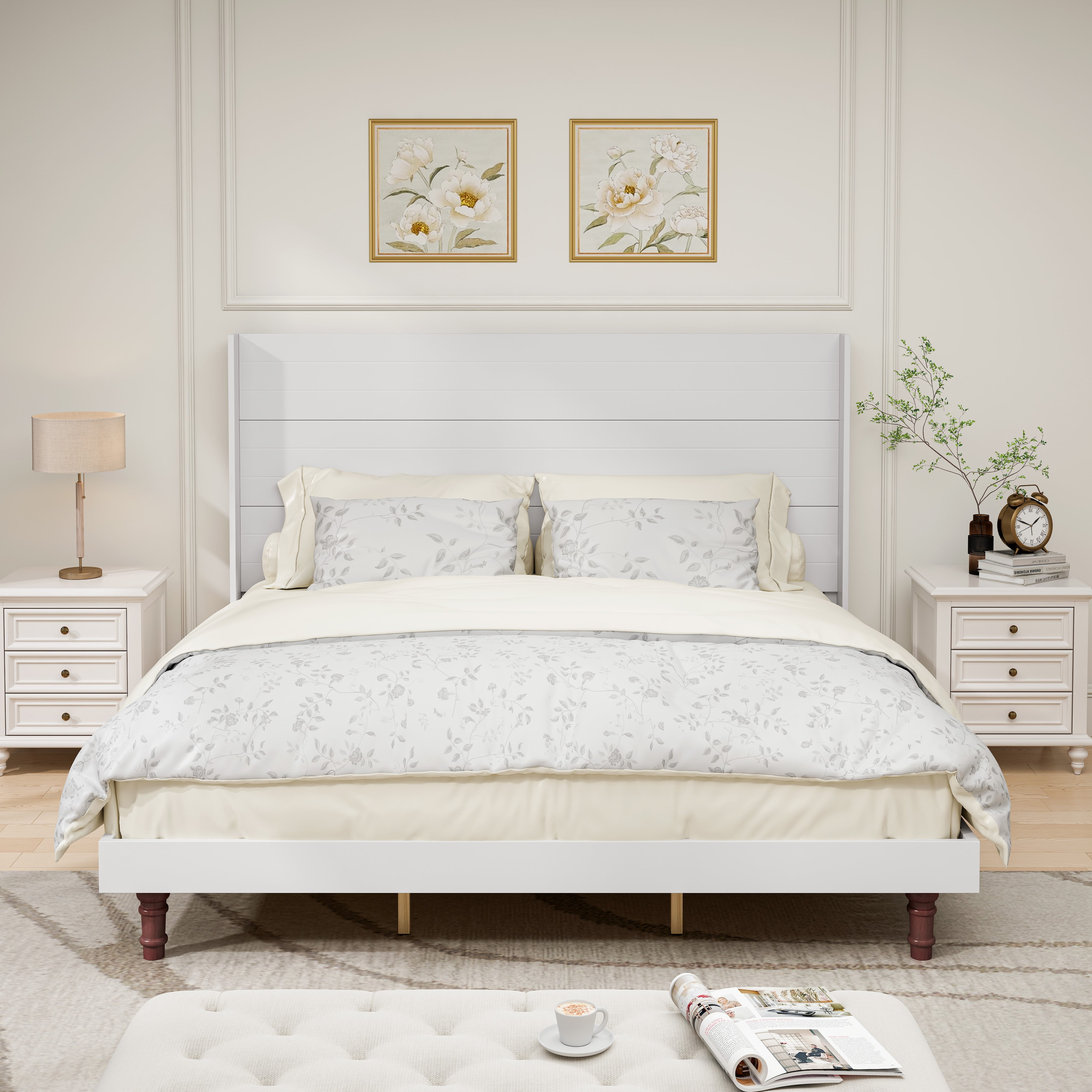 CoSoTower Stylish High Headboard Bed, 54 "High Headboard, High Quality, Comfortable High Back ...