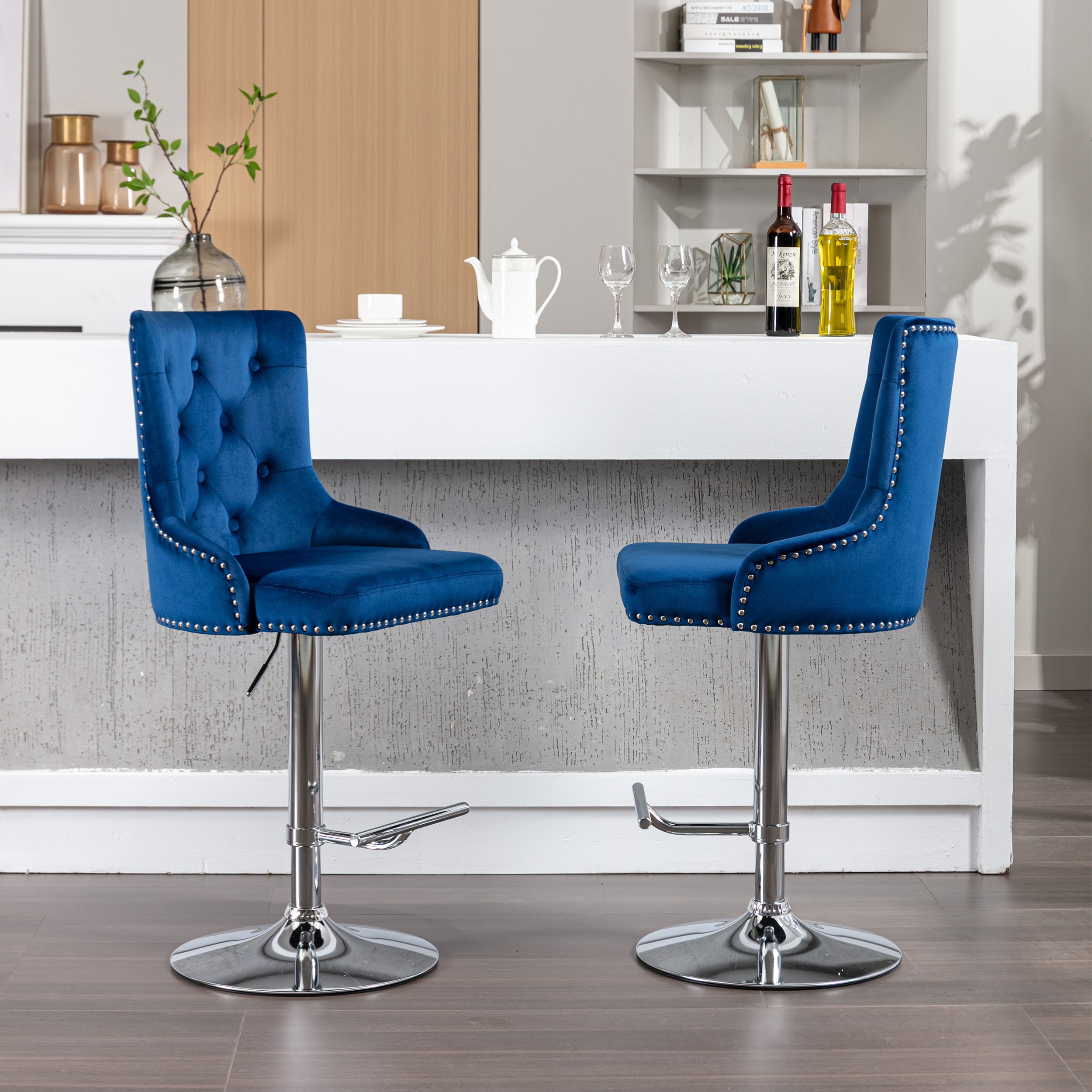 CoSoTower Swivel Velvet Barstools Adjusatble Seat Height , Modern