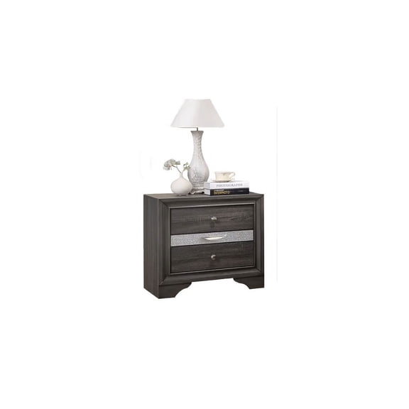 CoSoTower Traditional Matrix 2 Drawers Nightstand in Gray Made with Wood